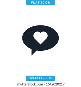Heart Love with Speech Bubble Icon Vector Logo Design Template.