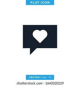 Heart Love with Speech Bubble Icon Vector Logo Design Template