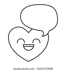 heart love with speech bubble kawaii character