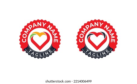 Heart Love Stamp Badge Logo Concept icon sign symbol Element Design. Health Care, Medical Logotype. Vector illustration template