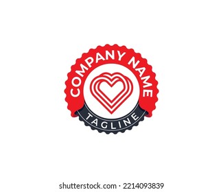 Heart Love Stamp Badge Logo Concept icon sign symbol Design Element Line Art Style. Health Care, Medical Logotype. Vector illustration template