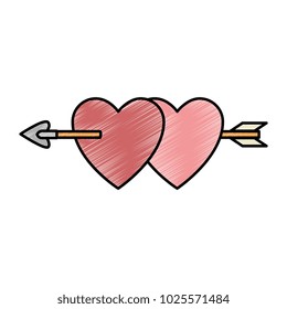 heart love sticker art with arrow
