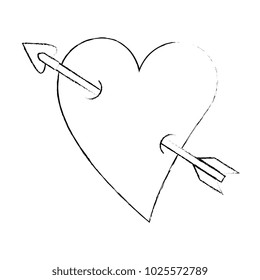 heart love sticker art with arrow