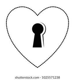 heart love sticker art with key hole