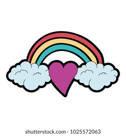 heart love sticker art with rainbow