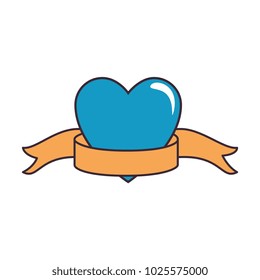 heart love sticker art with ribbon