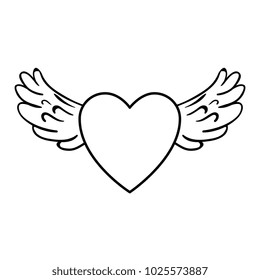heart love sticker art with wings