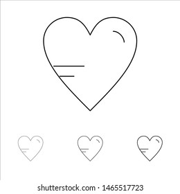 Heart, Love, Study, Education Bold and thin black line icon set. Vector Icon Template background
