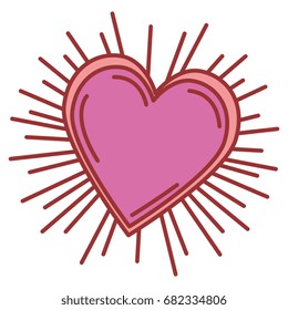heart love sun burst