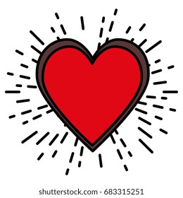 heart love sun burst