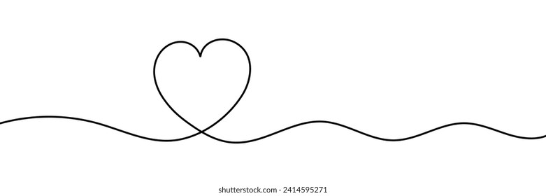 Símbolo de amor al corazón. Dibujo continuo de líneas. Ilustración del vector del doodle dibujado a mano en una línea continua. Diseño decorativo de una sola línea de arte. Icono aislado en fondo blanco.