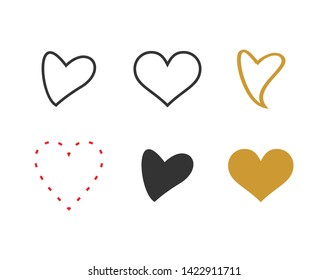 Heart love symbol design concept element vector set.