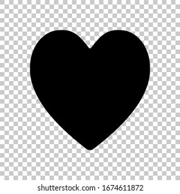 Heart, love symbol, playing card game. Black symbol on transparent background