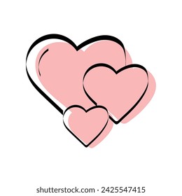 A heart. love. a symbol of love. red. guy. young woman. to stretch out. arm. valentine card. the icon. doodle. colored. vector. on a white background. flat.