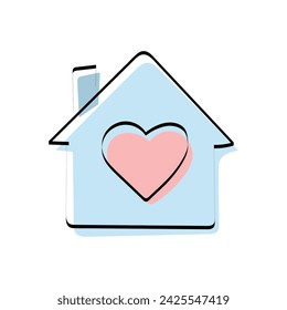 A heart. love. a symbol of love. red. guy. young woman. to stretch out. arm. valentine card. the icon. doodle. colored. vector. on a white background. flat.