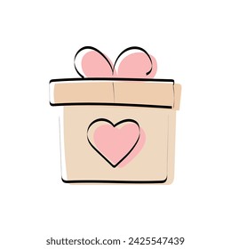 A heart. love. a symbol of love. red. guy. young woman. to stretch out. arm. valentine card. the icon. doodle. colored. vector. on a white background. flat.