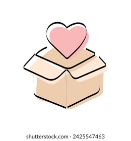 A heart. love. a symbol of love. red. guy. young woman. to stretch out. arm. valentine card. the icon. doodle. colored. vector. on a white background. flat.