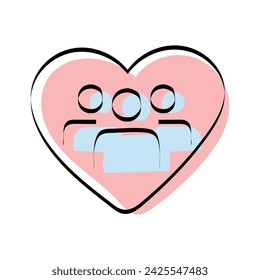 A heart. love. a symbol of love. red. guy. young woman. to stretch out. arm. valentine card. the icon. doodle. colored. vector. on a white background. flat.
