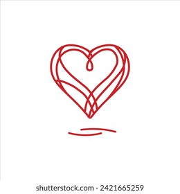 Heart love symbol,red line icon.