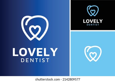 Heart Love with Teeth Tooth for Lovely Dentist Dental Dentistry logo design