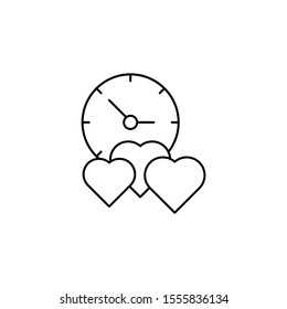 Heart, love time, clock icon. Simple line, outline vector of icons for ui and ux, website or mobile application