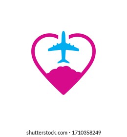 Heart Love Travel Airplane Flight Symbol Vector