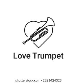 Heart love trumpet logo design template