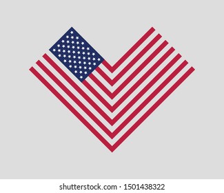 Heart love USA flag vector. Modern style United States of America symbol. American banner design element.