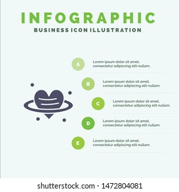 Heart, Love, Valentine, ValentineÃ¢â‚¬â„¢s Day Solid Icon Infographics 5 Steps Presentation Background