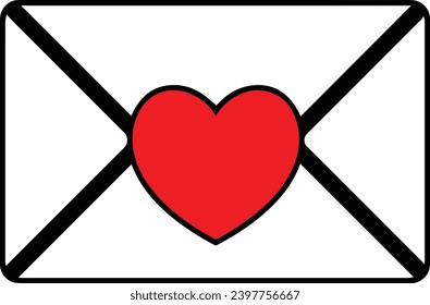 heart, love, valentine, envelope, letter, mail, day, romance, symbol, illustration, paper, icon, vector, holiday, valentines, sign, red, romantic, 