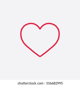 heart love valentine line icon red on white background