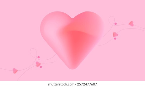 HEART, LOVE VALENTINES DAY GRADIENT MESH PINK BACKGROUND ILLUSTRATION DESIGN VECTOR GOOD FOR GREETING CARD, COVER DESIGN