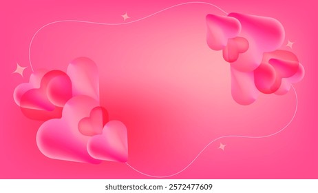 HEART, LOVE VALENTINES DAY GRADIENT MESH PINK BACKGROUND ILLUSTRATION DESIGN VECTOR GOOD FOR GREETING CARD, COVER DESIGN