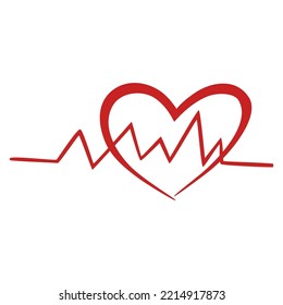 Heart and love. Heart for Valentine's day. Holiday of all lovers. Valentine's Day 2021. February 14. Red icon. Flat design. Vector hand draw illustration. 