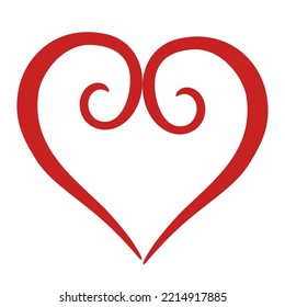 Heart and love. Heart for Valentine's day. Holiday of all lovers. Valentine's Day 2021. February 14. Red icon. Flat design. Vector hand draw illustration. 