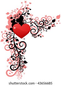 Heart love or Valentine's design. Corner vector element