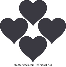 Heart love vector art, Love icon  vector, Hand drawn hearts symbol illustration, Heart, Love, Heart set Silhouette