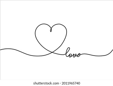 heart love vector art line stroke design heart Continuous drawing. Line art ,  decoration of invitation card, banner etc