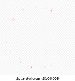 Heart love vector background. Valentine frame. Pink hearts confetti. Scattered love symbols. Random falling heart shape on transparent background. Beautiful Invitation, Greeting Card Illustration.