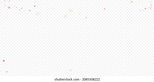 Heart love vector background. Valentine frame. Pink hearts confetti. Scattered love symbols. Random falling heart shape on transparent background. Beautiful Invitation, Greeting Card Illustration.