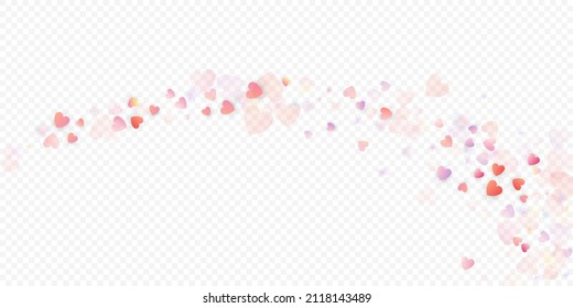 Fondo vectorial de amor cardíaco. Marco de San Valentín. Confeti de corazones rosados. Símbolos de amor dispersos. Forma cardíaca al azar sobre fondo transparente. Hermosa Invitación, Ilustración De Tarjeta De Saludo.