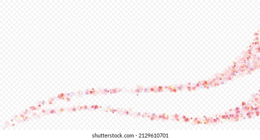 Fondo vectorial de amor cardíaco. Marco de San Valentín. Confeti de corazones rosados. Símbolos de amor dispersos. Forma cardíaca al azar sobre fondo transparente. Hermosa Invitación, Ilustración De Tarjeta De Saludo.