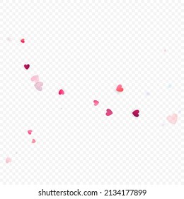 Fondo vectorial de amor cardíaco. Marco de San Valentín. Confeti de corazones rosados. Símbolos de amor dispersos. Forma cardíaca al azar sobre fondo transparente. Hermosa Invitación, Ilustración De Tarjeta De Saludo.