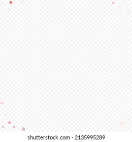 Fondo vectorial de amor cardíaco. Marco de San Valentín. Confeti de corazones rosados. Símbolos de amor dispersos. Forma cardíaca al azar sobre fondo transparente. Hermosa Invitación, Ilustración De Tarjeta De Saludo.