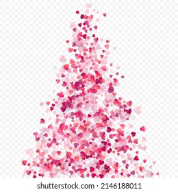 Fondo vectorial de amor cardíaco. Marco de San Valentín. Confeti de corazones rosados. Símbolos de amor dispersos. Forma cardíaca al azar sobre fondo transparente. Hermosa Invitación, Ilustración De Tarjeta De Saludo.