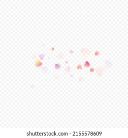 Heart love vector background. Valentine frame. Pink hearts confetti. Scattered love symbols. Random falling heart shape on transparent background. Beautiful Invitation, Greeting Card Illustration.
