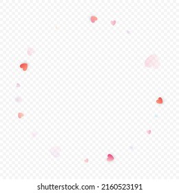 Fondo vectorial de amor cardíaco. Marco de San Valentín. Confeti de corazones rosados. Símbolos de amor dispersos. Forma cardíaca al azar sobre fondo transparente. Hermosa Invitación, Ilustración De Tarjeta De Saludo.