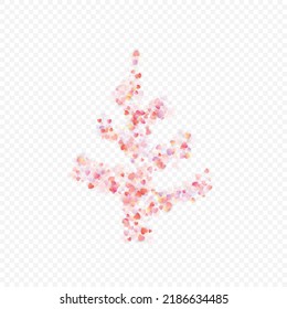 Heart love vector background. Valentine frame. Pink hearts confetti. Scattered love symbols. Random falling heart shape on transparent background. Beautiful Invitation, Greeting Card Illustration.