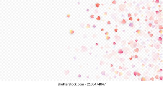 Fondo vectorial de amor cardíaco. Marco de San Valentín. Confeti de corazones rosados. Símbolos de amor dispersos. Forma cardíaca al azar sobre fondo transparente. Hermosa Invitación, Ilustración De Tarjeta De Saludo.