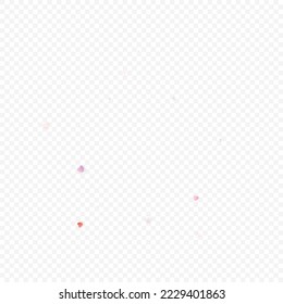 Heart love vector background. Valentine frame. Pink hearts confetti. Scattered love symbols. Random falling heart shape on transparent background. Beautiful Invitation, Greeting Card Illustration.